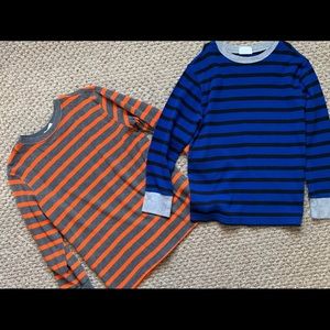 2/$10 Boys long sleeved striped shirts size 7-8